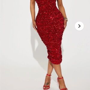 Fashion Nova Dazzling Ruby Midi Dress